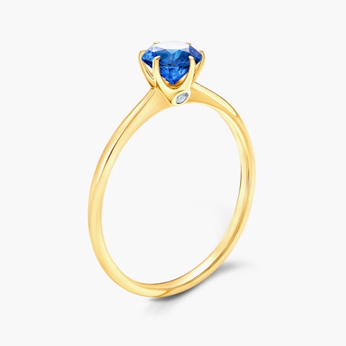 Pierścionek zaręczynowy The Journey: złoty, niebieski szafir